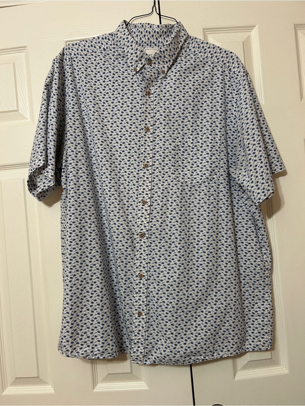 Men's Short-Sleeve Button-Down Shirt - Blue Micro Print